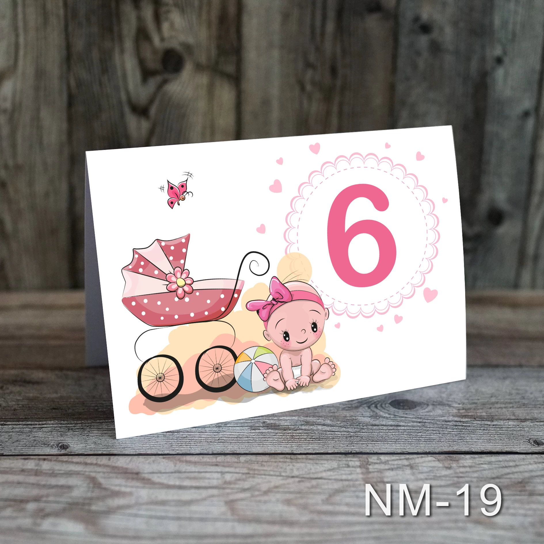 numere de masa botez fetita si carucior NM-19 numarul 6 Numere de masa botez - Fetita si carucior - NM-19 - imagine 1