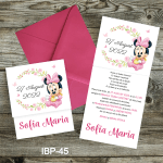 Invitatii botez cu plic colorat - Minnie Mouse - IBP-45