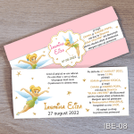 Invitatii botez cu eticheta si plic Roz Pastel - Tinkerbell - IBE-08