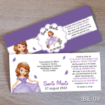 Invitatii botez cu eticheta si plic Mov - Printesa Sofia - IBE-09