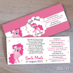 Invitatii botez cu eticheta si plic Roz - Ponei - IBE-11