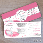 Invitatii botez cu eticheta si plic Roz - Lebada - IBE-13