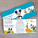Invitatii botez cu eticheta si plic Albastru - Mickey Mouse - IBE-23