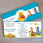Invitatii botez cu eticheta si plic Albastru - Winnie the Pooh - IBE-24