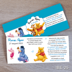 Invitatii botez cu eticheta si plic Albastru - Winnie the Pooh - IBE-25