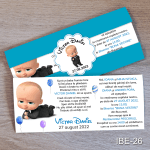 Invitatii botez cu eticheta si plic Albastru - Baby Boss - IBE-26