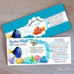 Invitatii botez cu eticheta si plic Albastru - Nemo - IBE-28