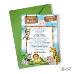Invitatii botez cu plic colorat - Jungla - Safari - IB-57
