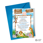 Invitatii botez cu plic colorat - Jungla - Safari - IB-57 - imagine 2