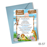 Invitatii botez cu plic colorat - Jungla - Safari - IB-57 - imagine 3