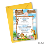 Invitatii botez cu plic colorat - Jungla - Safari - IB-57 - imagine 4