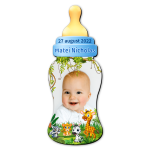 Magnet personalizat botez decupat biberon - Jungla - MCS-25 - imagine 2