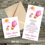 Invitatii botez cu plic colorat - Balon cu aer cald - IBP-54 - imagine 2