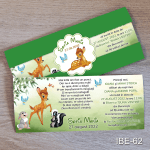 Invitatii botez cu eticheta si plic Verde - Bambi - IBE-62