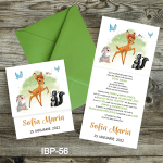 Invitatii botez cu plic colorat - Bambi - IBP-56
