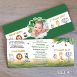 Invitatii botez foto cu eticheta si plic Verde Inchis - Safari - IBEF-01