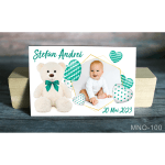 Magnet personalizat botez - Ursulet alb - MNO-100