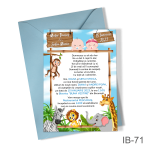 Invitatii botez gemeni - fetita si baiat - cu plic colorat - Jungla - Safari - IB-71 - imagine 2