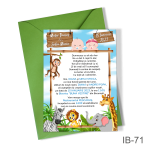 Invitatii botez gemeni - fetita si baiat - cu plic colorat - Jungla - Safari - IB-71 - imagine 4