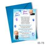 Invitatii botez gemeni - baieti - cu plic colorat - Baby Boss - IB-78