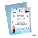 Invitatii botez gemeni - baieti - cu plic colorat - Baby Boss - IB-78 - imagine 2
