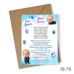 Invitatii botez gemeni - baieti - cu plic colorat - Baby Boss - IB-78 - imagine 4