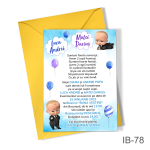 Invitatii botez gemeni - baieti - cu plic colorat - Baby Boss - IB-78 - imagine 3