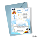Invitatii botez gemeni - baieti - cu plic colorat - Mickey Mouse - IB-74 - imagine 2