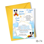 Invitatii botez gemeni - baieti - cu plic colorat - Mickey Mouse - IB-74 - imagine 4