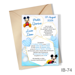 Invitatii botez gemeni - baieti - cu plic colorat - Mickey Mouse - IB-74 - imagine 3