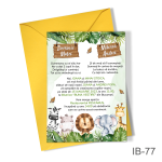 Invitatii botez gemeni - baieti - cu plic colorat - Safari - IB-77 - imagine 3