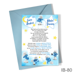 Invitatii botez gemeni - baieti - cu plic colorat - Strumfi - IB-80 - imagine 2