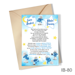 Invitatii botez gemeni - baieti - cu plic colorat - Strumfi - IB-80 - imagine 3