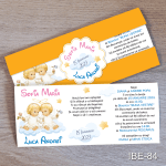 Invitatii botez gemeni - cu eticheta si plic Galben - Ingerasi - IBE-84