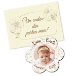 Marturii magnetice cu plic ivoire printat - Floare - EMBP-006