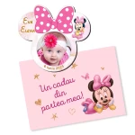 Marturii magnetice cu plic roz printat - Minnie - EMBP-034