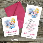 Invitatii botez cu plic colorat - Cenusareasa - IBP-86