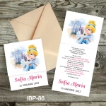 Invitatii botez cu plic colorat - Cenusareasa - IBP-86 - imagine 3