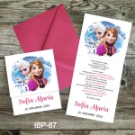 Invitatii botez cu plic colorat - Frozen - IBP-87