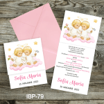 Invitatii botez cu plic colorat - Ingerasi - IBP-79