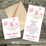 Invitatii botez cu plic colorat - Ursulet alb - IBP-84 - imagine 2