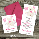 Invitatii botez cu plic colorat - Ursulet alb - IBP-84 - imagine 3