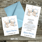 Invitatii botez cu plic colorat - Ursuleti - IBP-76