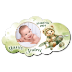 Marturii botez magnetice forma norisor - Ursulet in avion - MCN-65 - imagine 2