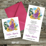 Invitatii botez fetite cu plic colorat - Rapunzel - IBP-97 - imagine 5