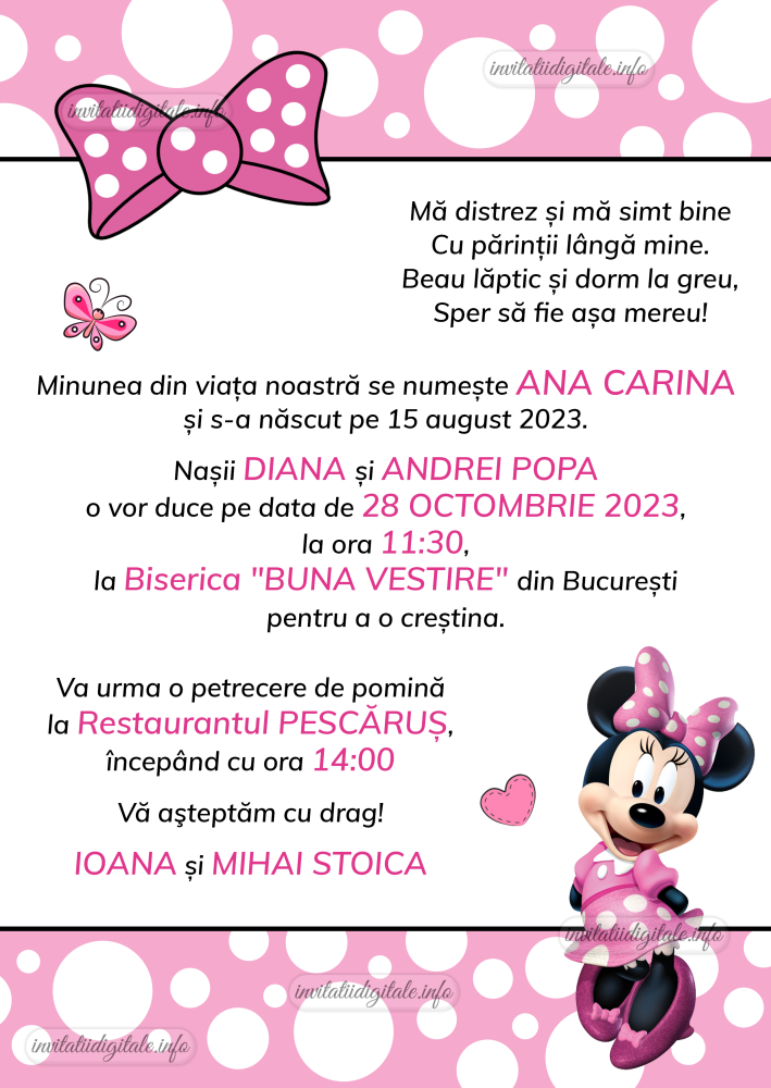 invitatii digitale Minnie Mouse
