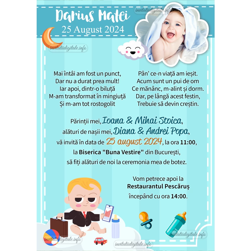 invitatii digitale botez