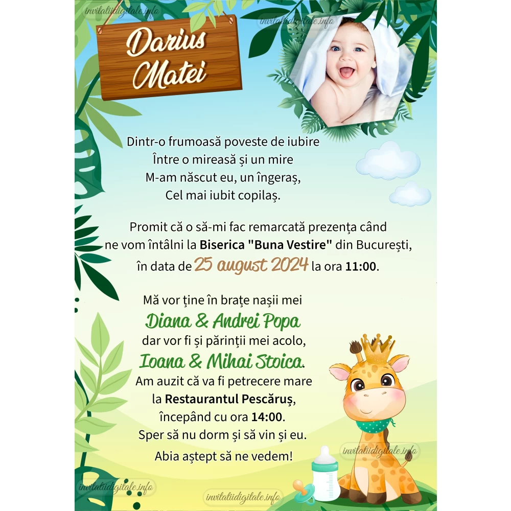 invitatii digitale botez