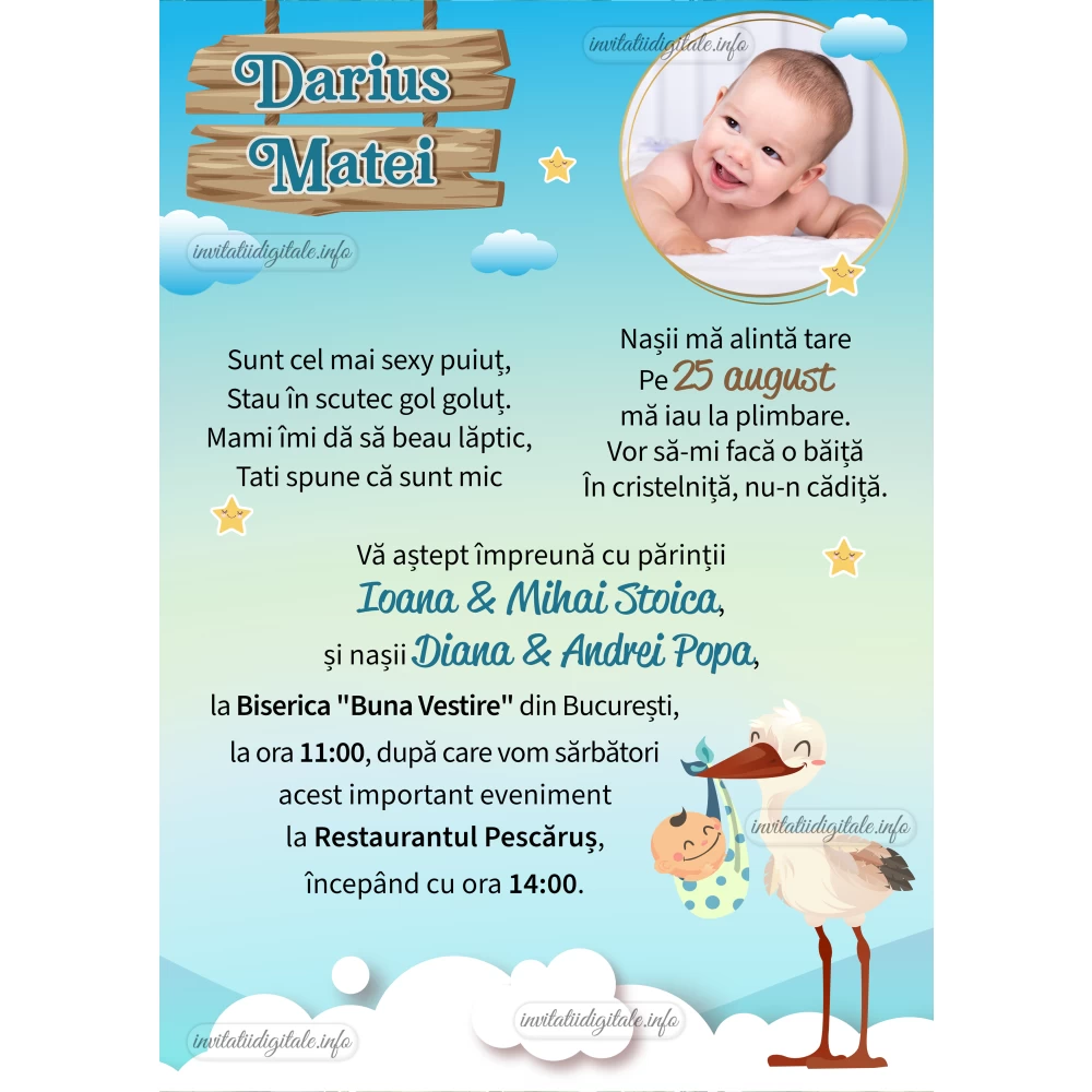 invitatii digitale botez