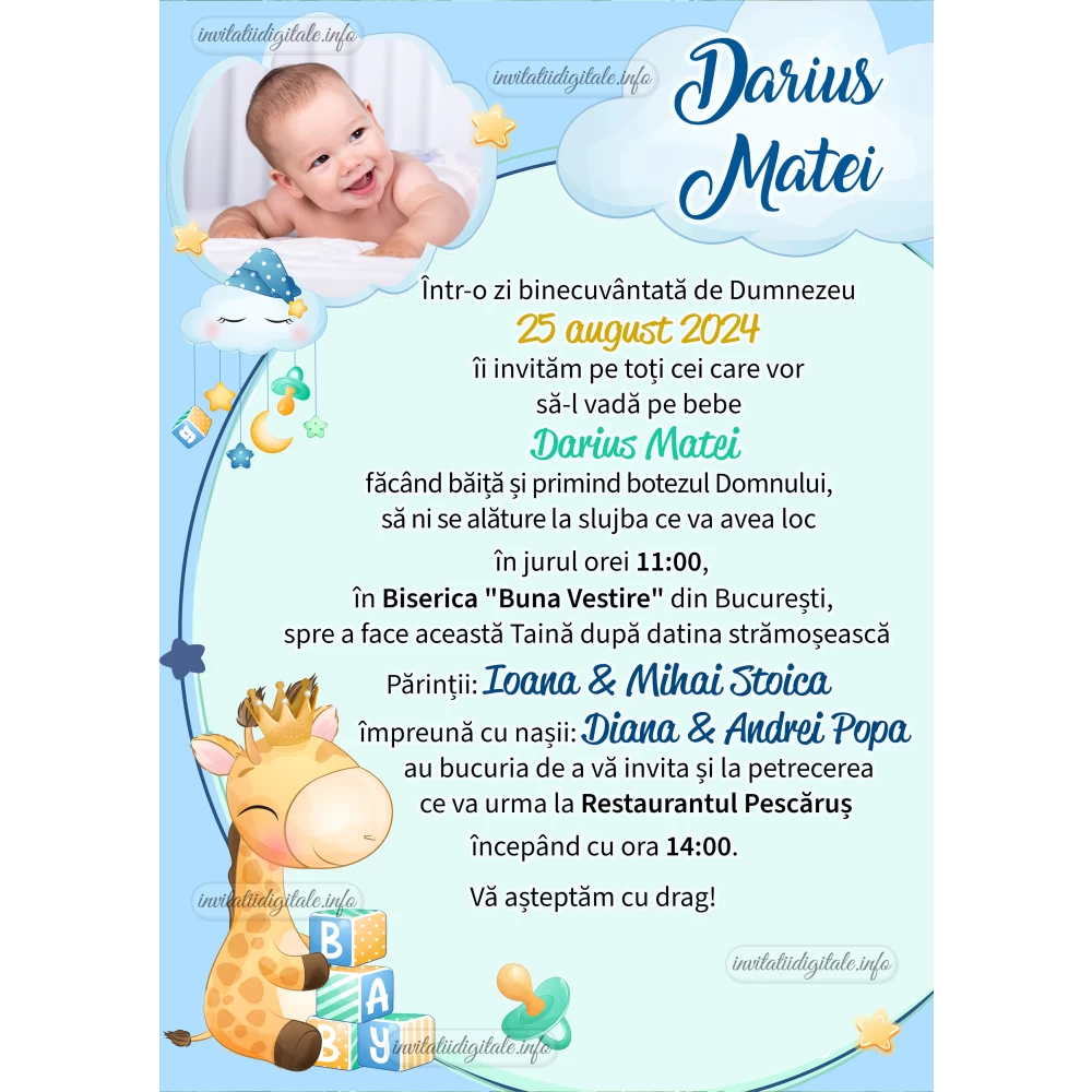 invitatii digitale botez
